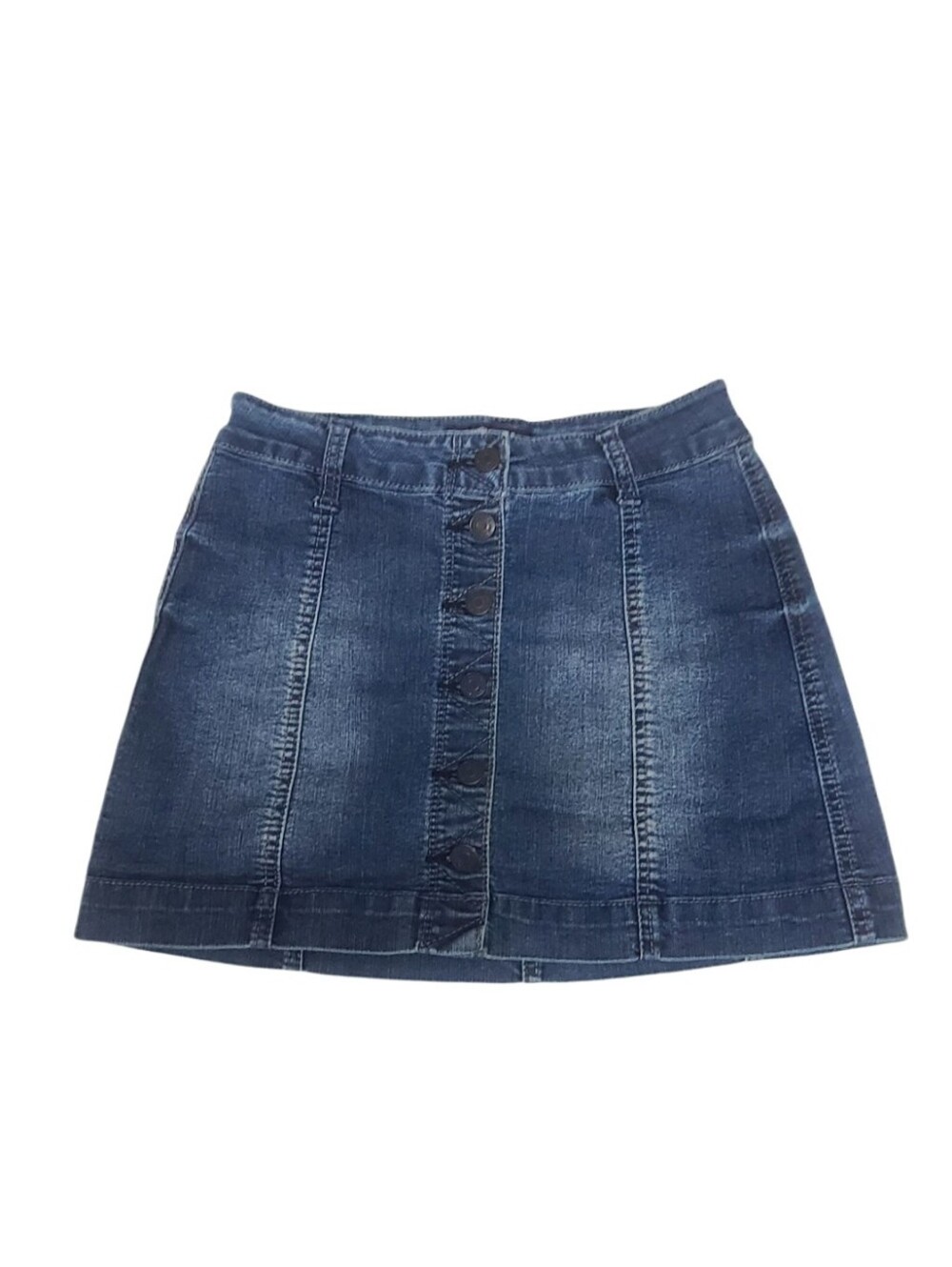 Wallflower Denim Mini Skirt Button Front Blue Jean Stretch Size 0